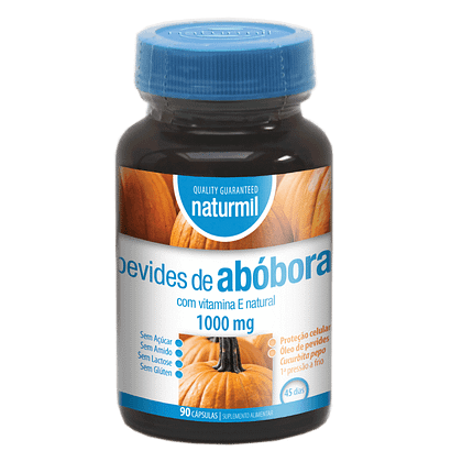 Pevides de Abóbora 1000mg, suplemento alimentar sem açúcar, sem amido, sem glúten, sem lactose
