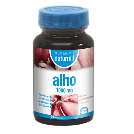 Alho 1000mg, suplemento alimentar sem açúcar, sem amido, sem glúten, sem lactose