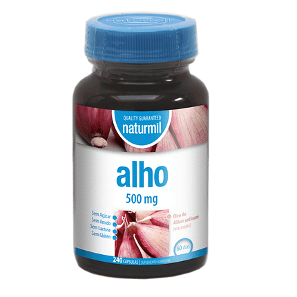 Alho 500mg, suplemento alimentar sem açúcar, sem glúten, sem lactose