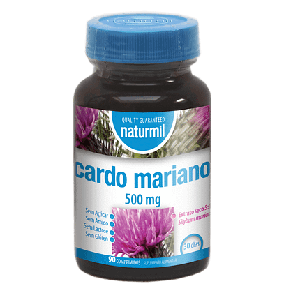 Cardo Mariano 500mg, suplemento alimentar sem açúcar, sem amido, sem glúten, sem lactose, vegan