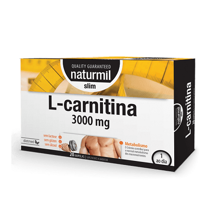 L-Carnitina 3000 mg Suplemento Alimentar Naturmil Desporto Músculos