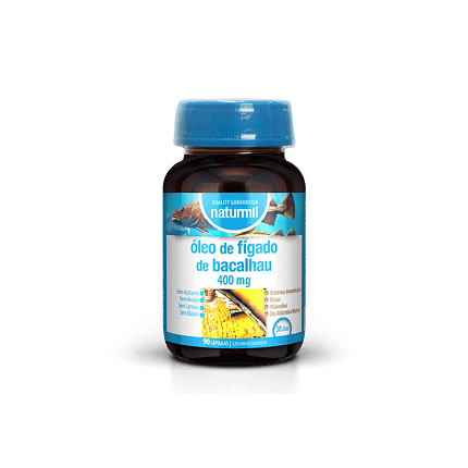 Óleo de Fígado de Bacalhau 400 mg Suplemento Alimentar Naturmil Ácidos Gordos