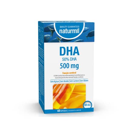 DHA 500 mg Suplemento Alimentar Naturmil Função Cerebral Visão Saúde Cardiovascular
