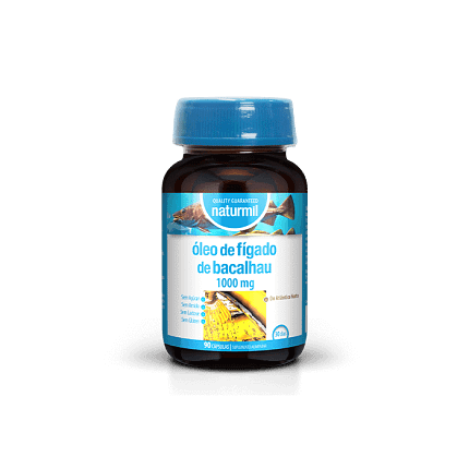 Óleo de Fígado de Bacalhau 1000 mg Suplemento Alimentar Naturmil Ácidos Gordos