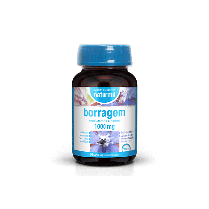 Borragem 1000 mg Suplemento Alimentar Naturmil Regulação Hormonal Pele