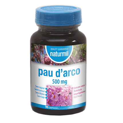 Pau d'Arco 500mg, suplemento alimentar sem açúcar, sem glúten, sem lactose, vegan