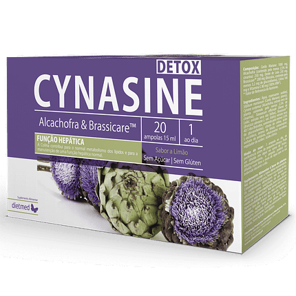 Cynasine Detox Ampolas, sem açúcar, sem álcool, sem glúten, sem lactose