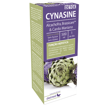 Cynasine Detox Solução Oral, suplemento alimentar sem açúcar, sem glúten