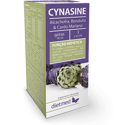Cynasine Gotas, suplemento alimentar sem açúcar, sem glúten, sem lactose