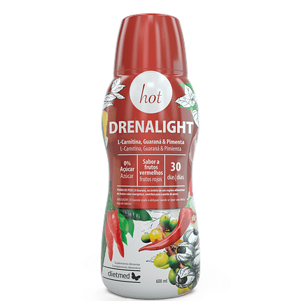 Drenalight Hot, sem álcool, sem amido, sem lactose