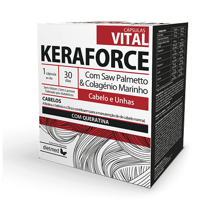 Keraforce Vital, suplemento alimentar sem glúten, sem lactose