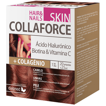 Collaforce Skin Hair and Nails, sem álcool, sem amido, sem glúten, sem lactose