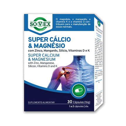 Super Magnésio e Cálcio Suplemento Alimentar Sovex