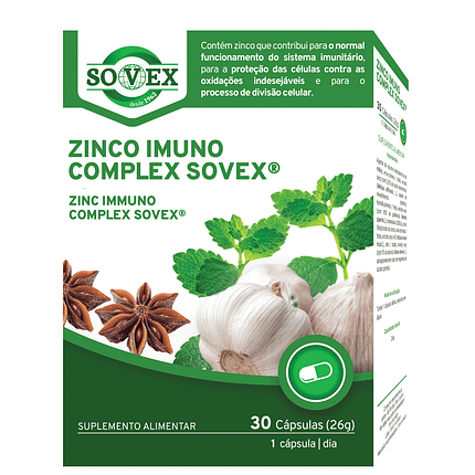 Zinco Imuno Complex, suplemento alimentar sem glúten, sem lactose