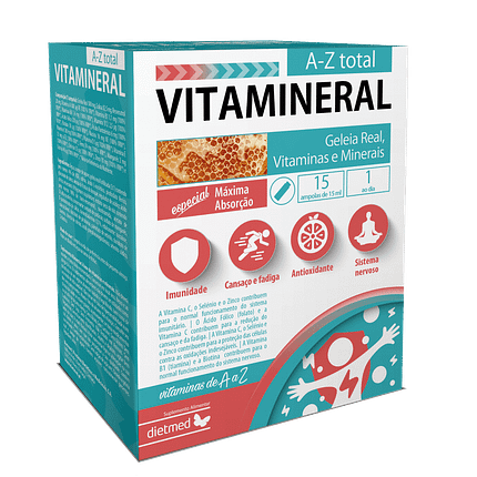 Vitamineral A-Z Total, suplemento alimentar sem álcool, sem lactose