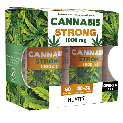 Cannabis Strong 1000 mg, suplemento alimentar sem açúcar, sem glúten, sem lactose