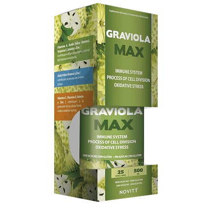 Graviola Max, suplemento alimentar sem açúcar, sem álcool, sem glúten