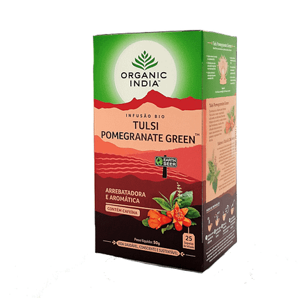 Tulsi Pomegranate Green, infusão biológica