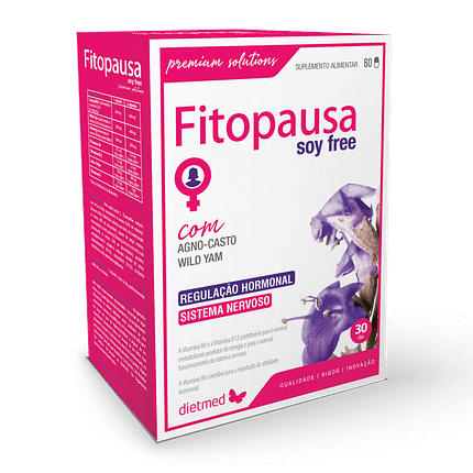 Fitopausa Soy Free, suplemento alimentar sem glúten, sem lactose