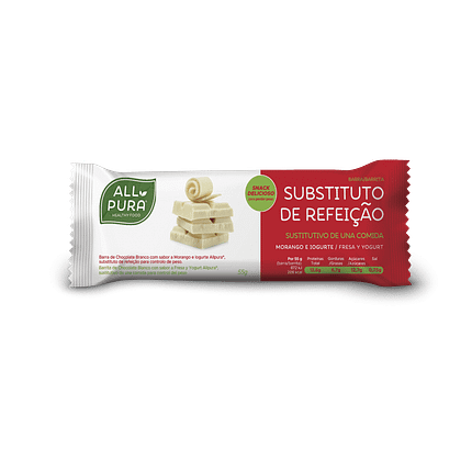 Barra Substituto de Refeição Chocolate Branco Sabor a Morango e Iogurte