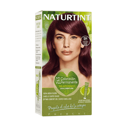 Gel Coloração Permanente Castanho Claro Mogno 5M, vegan