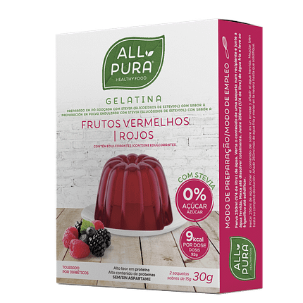 Gelatina Stevia Frutos Vermelhos, sem lactose