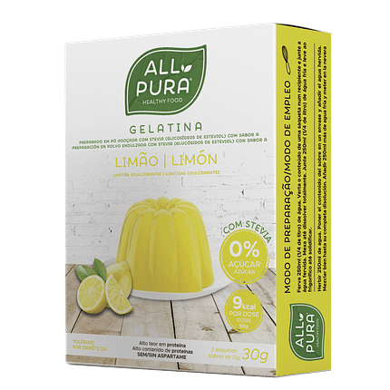 Gelatina Stevia Limão, sem lactose