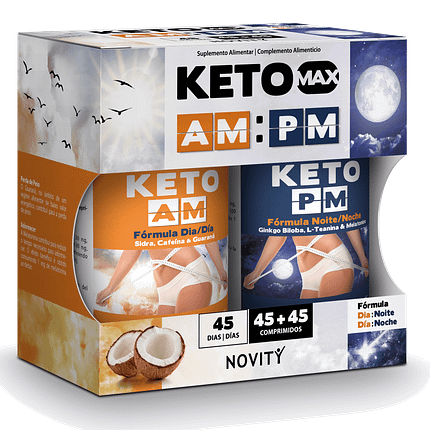 Keto AM:PM, suplemento alimentar sem açúcar, sem glúten, sem lactose