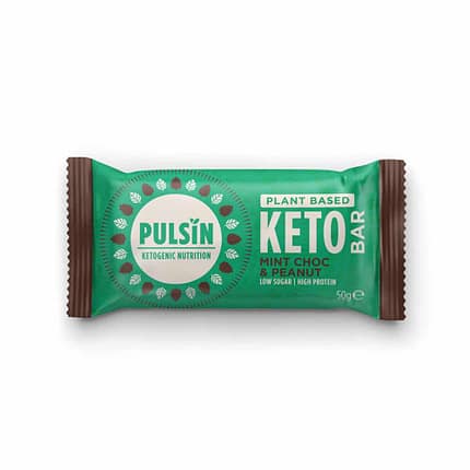 Keto Bar com Pepitas de Chocolate, Menta e Amendoim, sem glúten, sem lactose, vegan