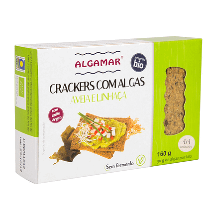 Crackers de Aveia, Linhaça e Algas, biológicas