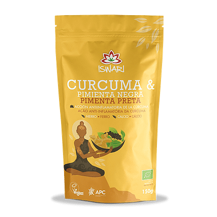 Curcuma e Pimenta Preta em Pó, biológico, sem glúten, vegan