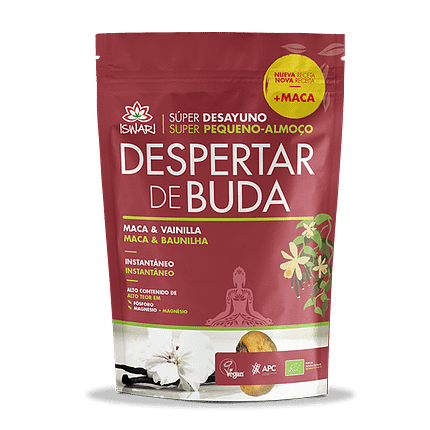 Despertar de Buda Maca e Baunilha, sem açúcar, vegan