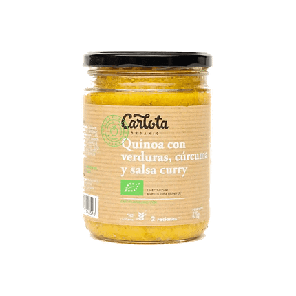 Quinoa, Vegetais e Cúrcuma com Molho de Caril, biológico, sem glúten, vegan