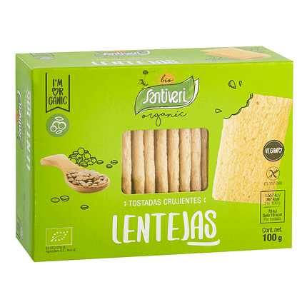 Tostas com Lentilhas Bio, sem glúten, vegan