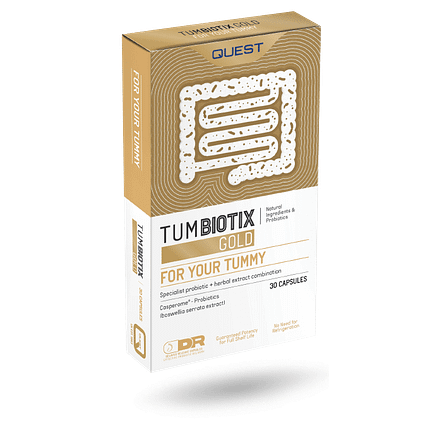 Tum Biotix Gold, sem glúten, sem lactose, sem sal, vegan e vegetariano