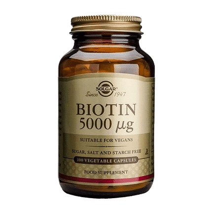 Biotin 5000 mcg, suplemento alimentar sem açúcar, sem glúten, sem sal, sem soja, vegan