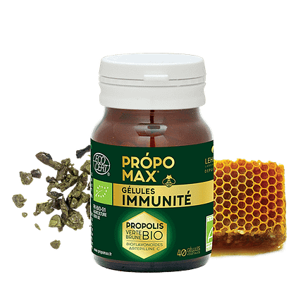 Própomax Cápsulas de Própolis, suplemento alimentar sem açúcar, sem glúten, sem lactose, vegetariano