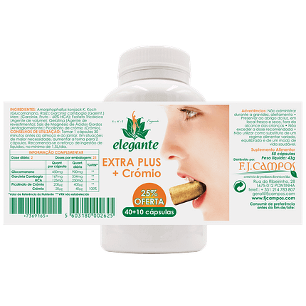 Elegante Plus + Crómio, suplemento alimentar
