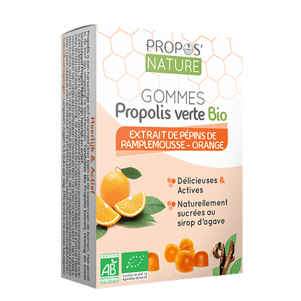 Gomas de Própolis Verde - EPT e Laranja, biológico, sem açúcar