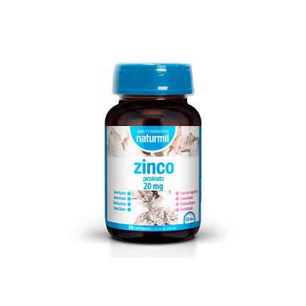 Zinco 20 mg Suplemento Alimentar Naturmil Antioxidante Sistema Imunitário