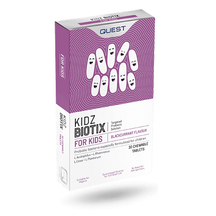 Kidz Biotix, sem glúten, sem lactose, sem sal, vegan, vegetariano