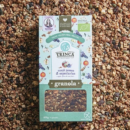 Granola de Maçã, Passas e Especiarias, biológica, sem glúten, vegan