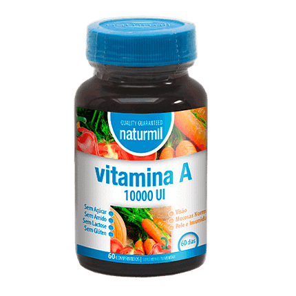 Vitamina A 10000UI, suplemento alimentar sem açúcar, sem glúten, sem lactose, sem soja
