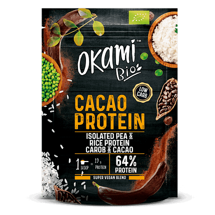 Proteína de Cacau, biológico, sem açúcar, sem glúten, sem lactose, vegan