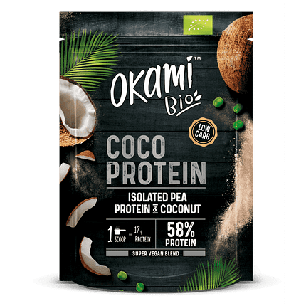 Proteína de Coco, biológico, sem açúcar, sem glúten, sem lactose, vegan