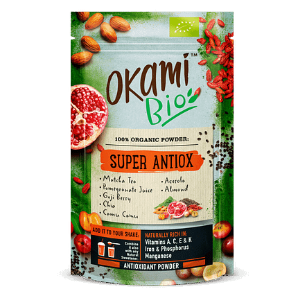 Super Antiox, biológico, sem açúcar, sem glúten, vegan