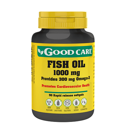 Fish Oil, suplemento alimentar sem açúcar, sem glúten, sem lactose