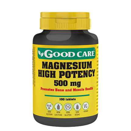 Magnesium High Potency, suplemento alimentar sem açúcar, sem glúten, sem lactose