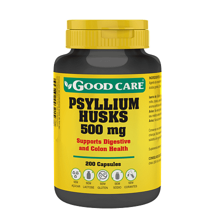 Psyllium Husks, suplemento alimentar sem açúcar, sem glúten, sem lactose