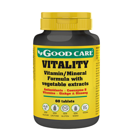 Vitality, suplemento alimentar sem açúcar, sem glúten, sem lactose